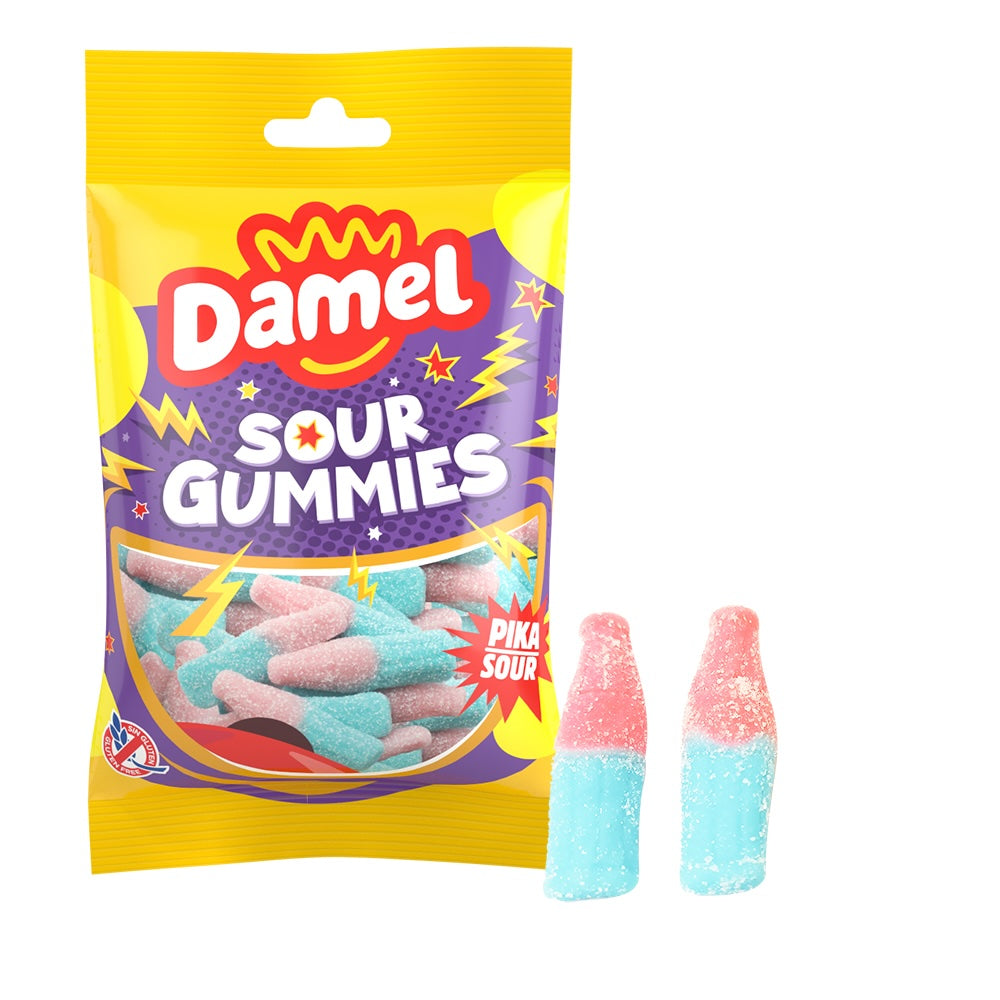Damel Shiny Sour Pink Bottles 80g (12 Per Outer)