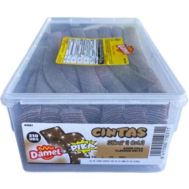 Damel Sour Cola Belts 210 Pieces (1 Per Outer)