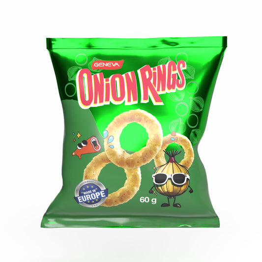 Geneva Onion Rings Party Bag 60g (50 Per Outer) Made in Europe