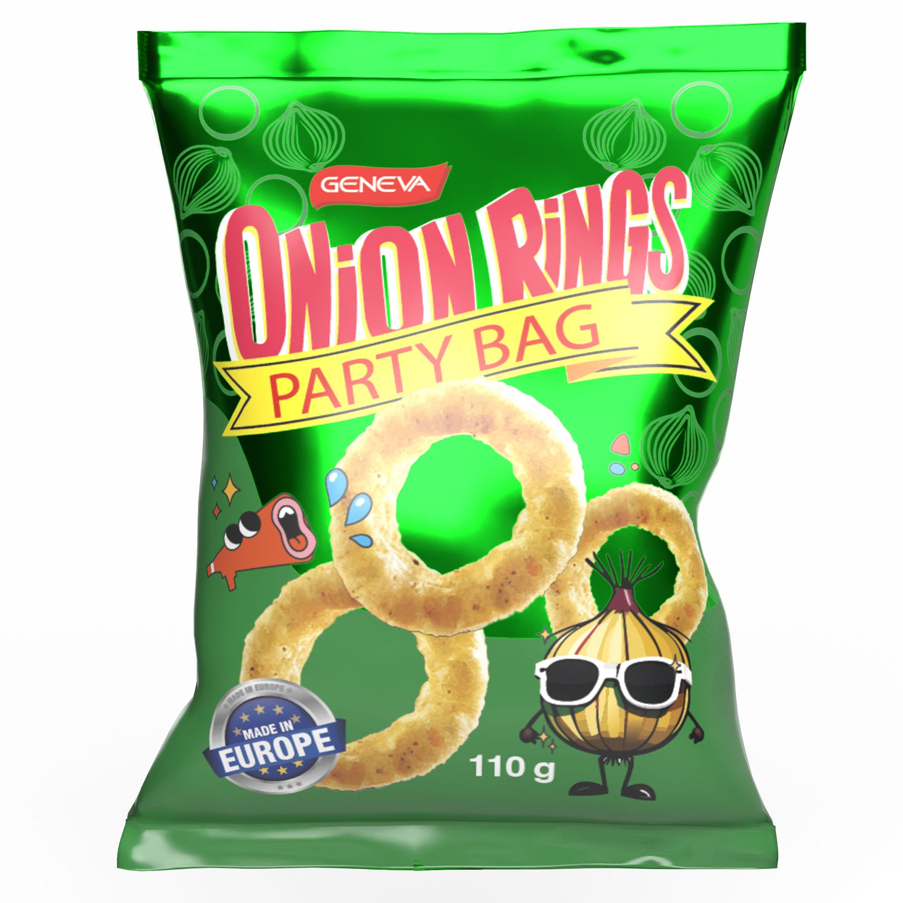 Geneva Onion Rings Party Bag 110g (32 Per Outer) Made in Europe