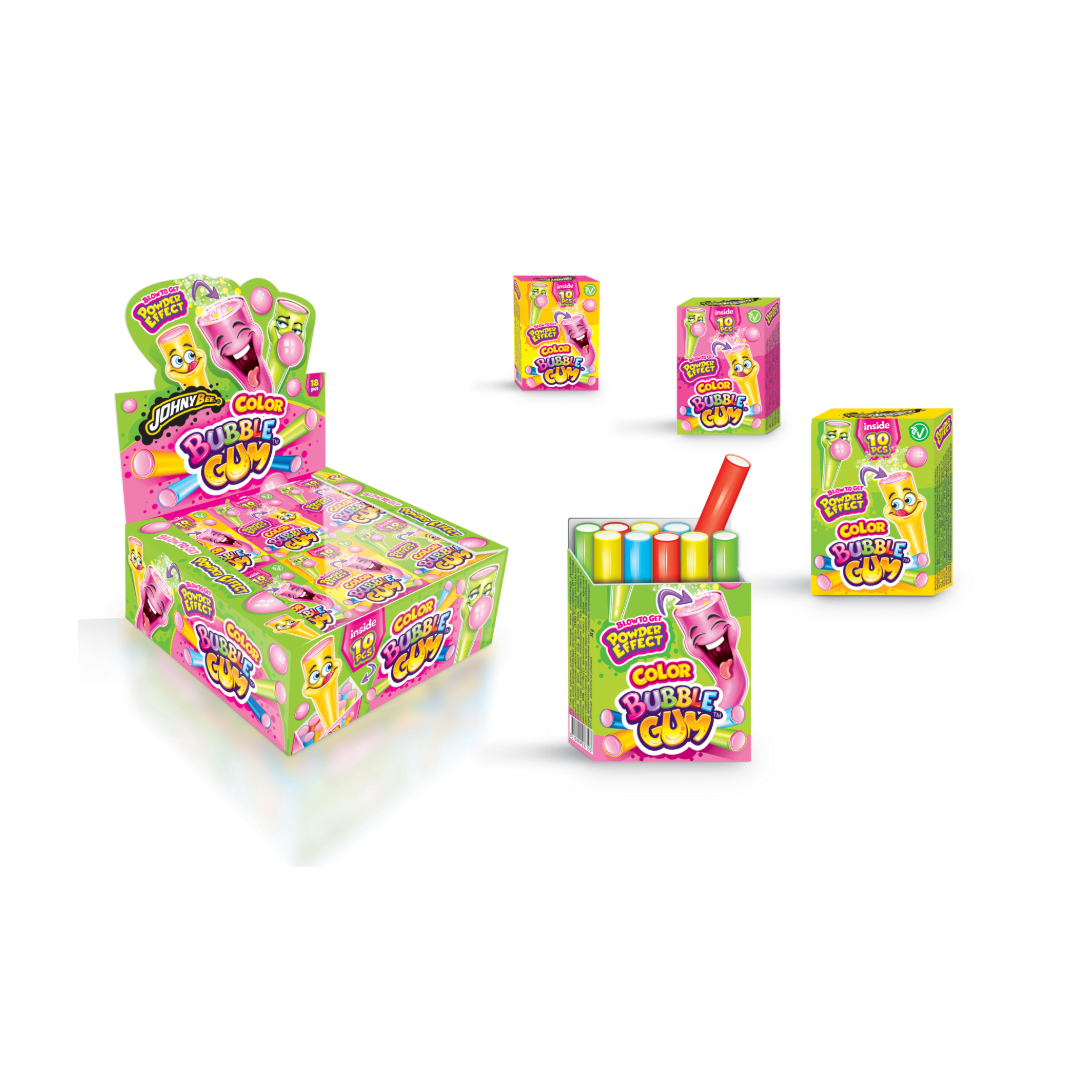 Johny Bee Colour Bubble Gum 12pcs (1 Per Outer)